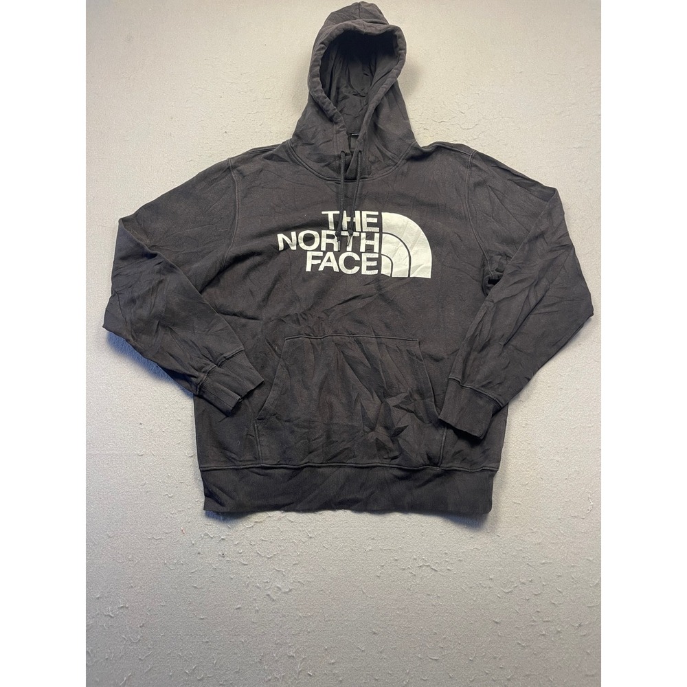 The North Face Hoodie Cotton Blend Black Logo Large Mens